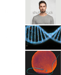 a picture of a man and a woman with a dna